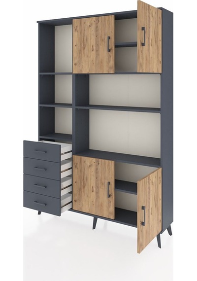 Arges Dolap 8 Raflı 4 Çekmeceli 4 Kapaklı 132x30x195 Antrasit-çam/antrasit Atlas Çam/antrasıt Arges Dolap 8 Raflı 4 Çekmeceli 4 Kapaklı 132x30x195 Antrasit-çam/antrasit Atlas Çam/antrasıt