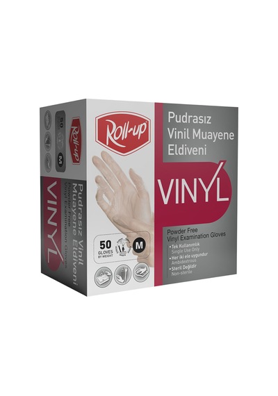 Roll-up Vinil Muayene Eldiveni Pudrasız 50'li 4 Adet