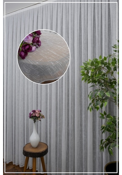 Evdepo Home Kullanıma Hazır Keten Tül Perde (540683508)