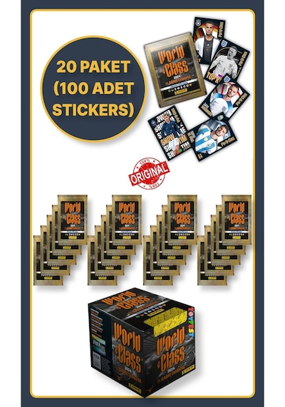 Panini Fifa World Class Koleksiyon Futbolcu 2024 Sticker Çıkartmaları + 20 Paket 100 Adet Sticker