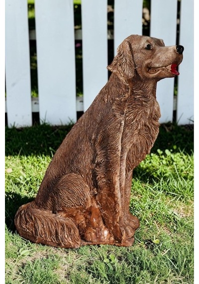 Dekoratif 35cm Kahverengi Çoban Köpeği Ev Balkon Bahçe Dekorasyon Bohem Biblo Heykel