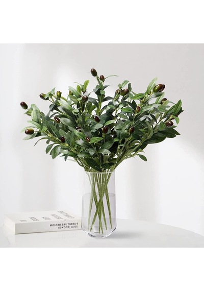 4lü Set Yapay Zeytin Dalı 45cm 4 Meyveli Yapay Çiçek