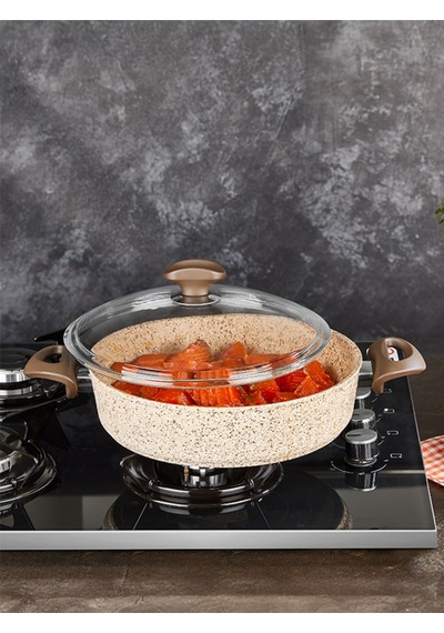 Falez Creamy Granit 32 Cm Karnıyarık Tenceresi - Cre 3066 Krem