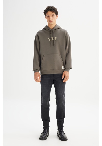 Lee Pamuklu Regular Fit Normal Kesim Kapüşonlu İçi Polarlı Sweatshirt Haki