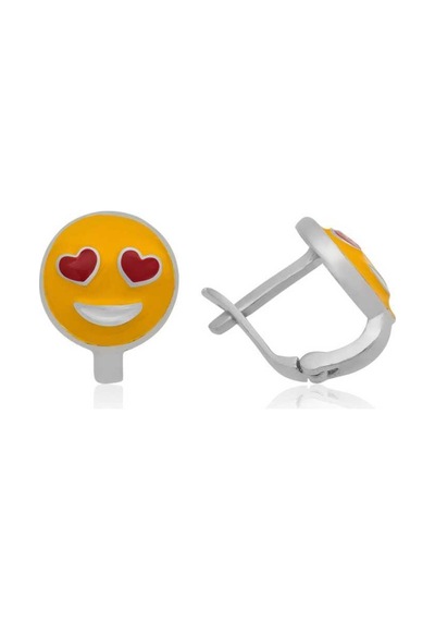 Gumush Gümüş Kalp Gözlü Emoji Çocuk Küpesi N11.41048