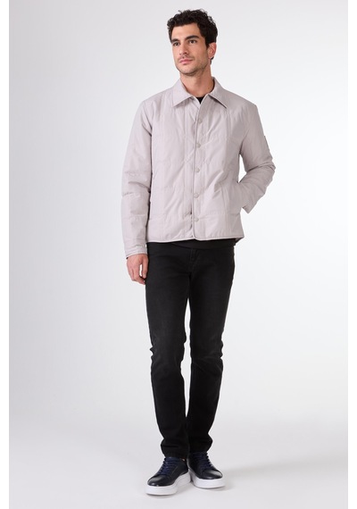 Dufy Gri Kapitone Erkek Mont - Slim Fit Gri
