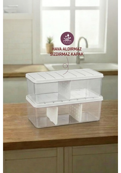 Selka Home 2 Adet 2 Lt. Nora Bölmeli Organizer Buzdolabı Buzluk Düzenleyici Saklama Kabı
