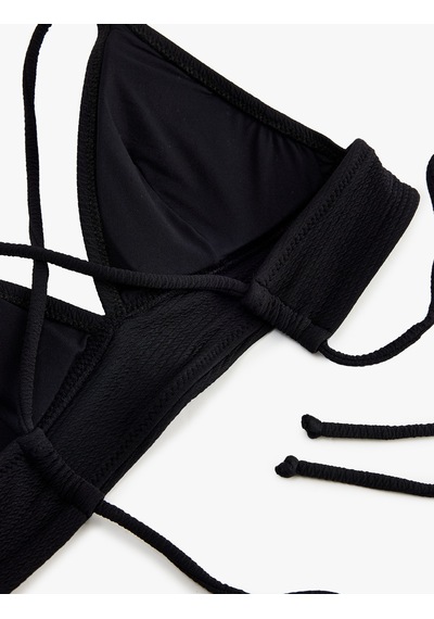 Koton Çapraz Askılı Dokulu Bralet Bikini Üstü Siyah 6sak10011mm