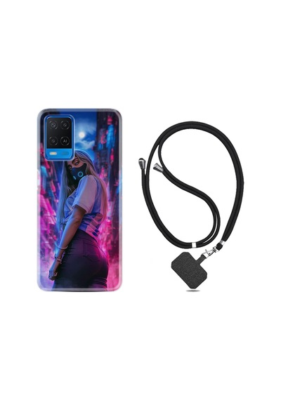 Oppo A54 Kılıf Boyun Askılı Mask Girl 1659