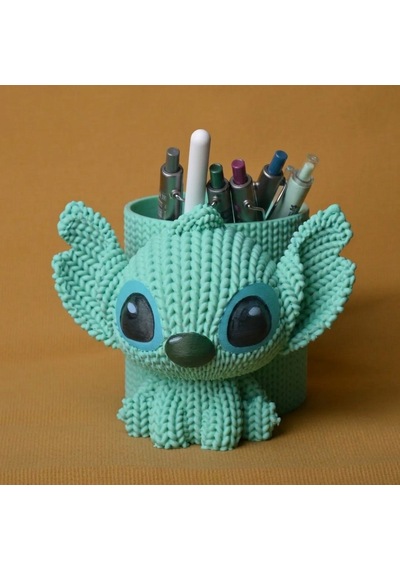 Alvera Knitted Kalemlik 3d Baskı Sevimli Karakterli Masaüstü Kalem Organizeri-mint Mint Yeşili
