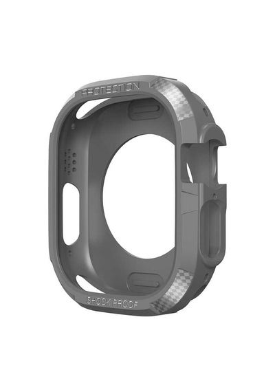 Ekılıf - Apple Uyumlu Watch Ultra 49mm - Kasa Koruyucu Silikon Tpu Watch Gard 17 - Gri