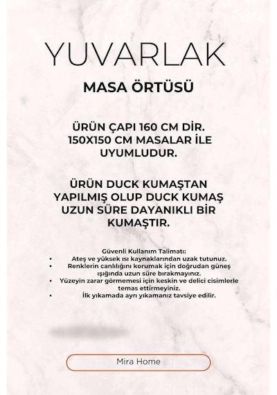 Yuvarlak Geometrik Siyah Desenli Duck Kumaş Masa Örtüsü 150x150 Cm Çok Renkli