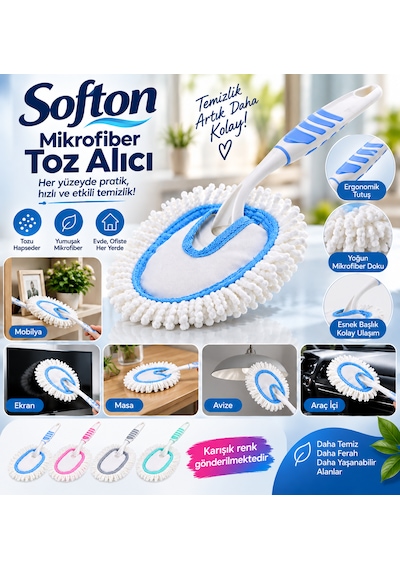 Mikrofiber Toz Alıcı Püskül Çizmez Çok Amaçlı Ev, Araç, Ekran Ve Mobilya Temizleme Fırçası