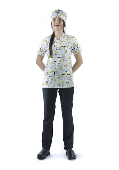 Zarf Yaka Desenli Üst - 4106 Emoji-6405