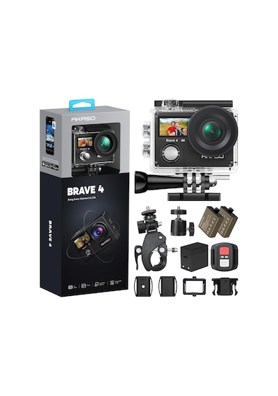 Akaso Brave 4 4k 20mp Wifi Aksiyon Kamerası Ultra Hd With Eıs 30m Underwater Su Geçirmez - Uzak Diğer
