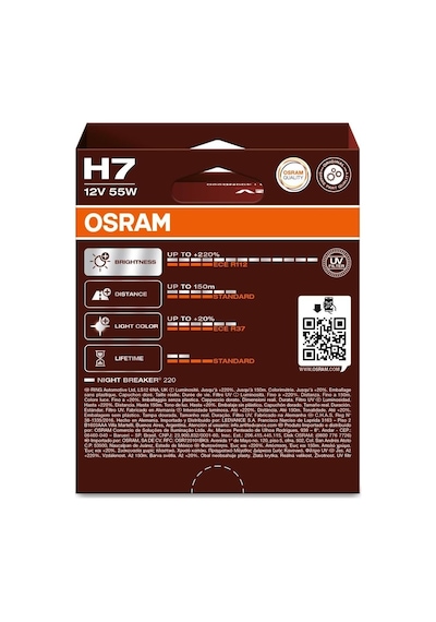 Osram Ampul H7 55w 12v Px26d5x2trqr2b Osram Night Breaker - Osr 64210nb220-2hb