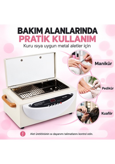 Dijital Ekranlı Kuru Isı Sterilizatörü Manikür Pedikür Metal Aletleri İçin Ayarlanabilir Sıcaklıklı Sterilizasyon Kutusu