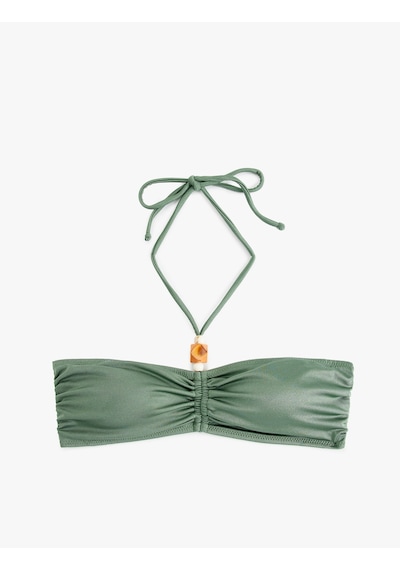 Koton Aksesuarlı Boyundan Bağlamalı İpli Straplez Bikini Üstü Haki 5sak10118mm Haki