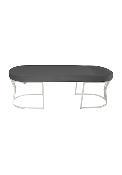 Viego Silver Smooth- Gri Kapitoneli Model Puf & Bench & Koltuk- Oturak-uzun Makyaj Puff-yatak Odası Ucu &önü