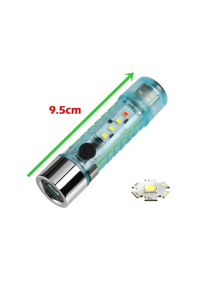 Gaman Ey023 10watt Ultra Güçlü 6mod Kırmızı İkaz Ledli Şarjlı El Feneri Mavi