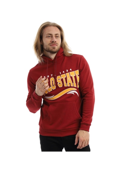 Polostate Erkek Polo State Baskılı Kapüşonlu 3 İplik Şardonlu Sweatshirt Bordo