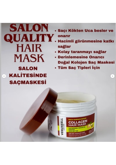 Venuxeell Doğal İçerik Destekli Maca Özlü Saç Güçlendirme Maskesi 500 Ml