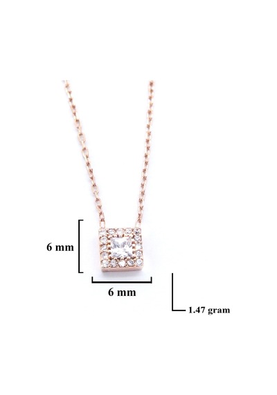 Ferizz Rose Zirkon Baget Taşlı Gümüş Kolye Gk-332