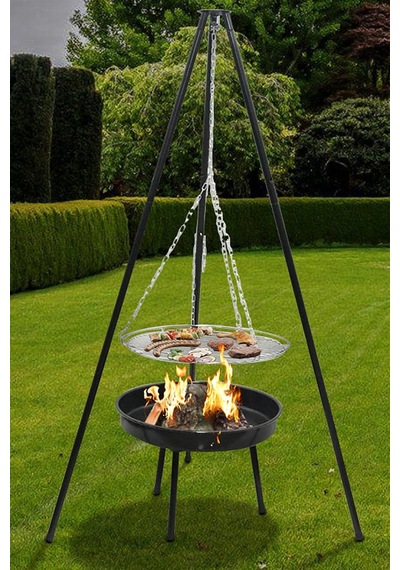 Paslanmaz Çelik Tripod Askılı Katlanır Kömür Barbekü Izgarası - Açık Hava Kullanımı İçin İdeal 23020 Diğer