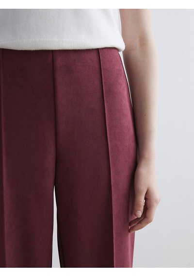 Lcw Comfort Mürdüm Beli Lastikli Kadın Süet Pantolon