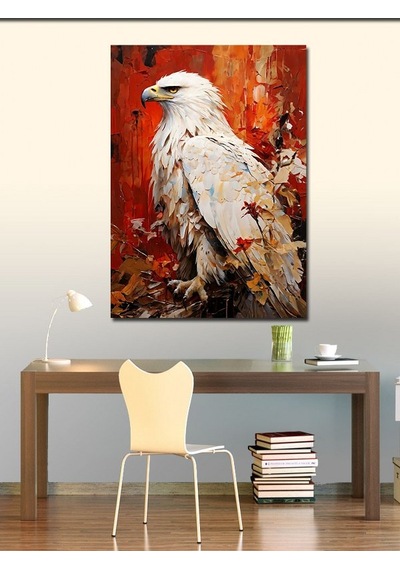 Kanvas Tablo Kırmızı Pastel Renk Ve Beyaz Kartal 70cmx100cm