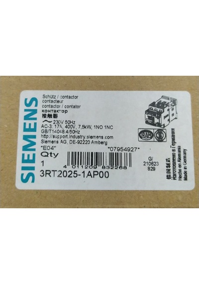 Siemens 3rt2025-1ap00 16a 1no 1nc 230v Ac Sirius Kontaktör