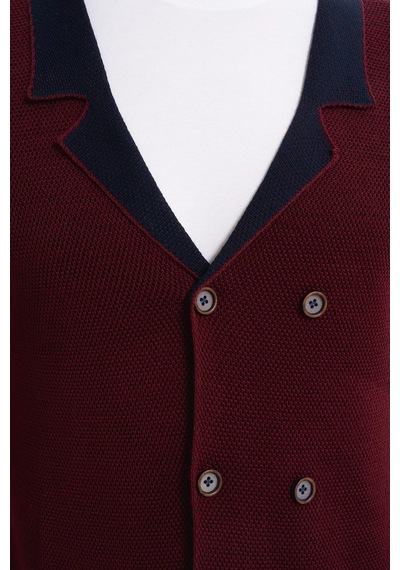 AR-MA Arma Erkek Slim Fit Örme Likralı Pike Yelek Kısa Kollu, %90 Akrilik %10 Wool K0yyo0857 Bordo
