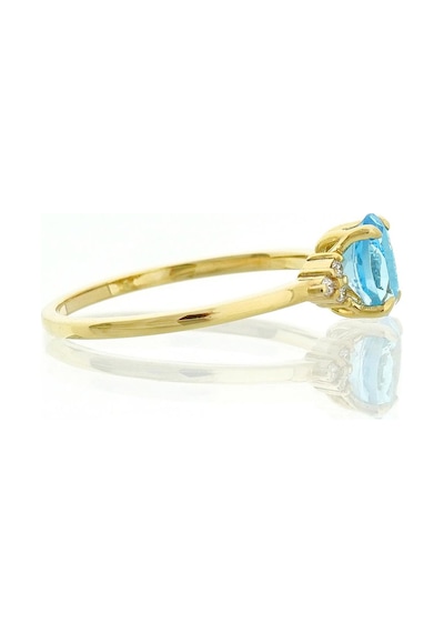 Blue Topaz Oval Tektaş Pırlanta Yüzük Sarı