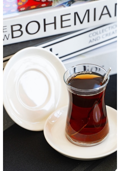 Rüya Yalın 6 Adet 12 Cm Porselen Çay Tabağı Kırık Beyaz Beyaz