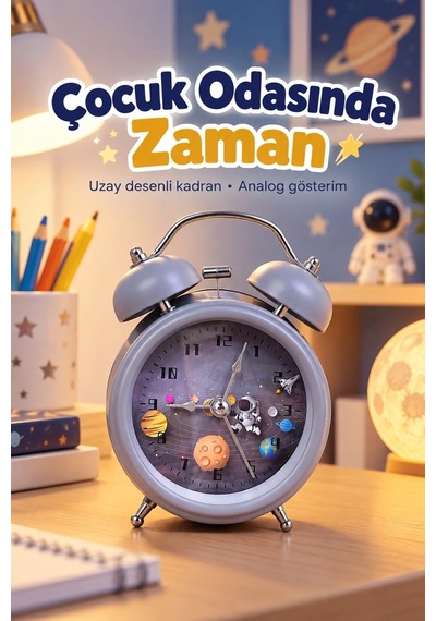 Ers Çift Çanlı Analog Çalar Saat Dekoratif Masa Saati Çok Renkli 02548681