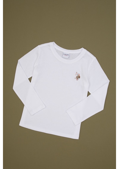 U.S. Polo Assn. Kız Çocuk Beyaz Bisiklet Yaka Basic Sweatshirt 50317915-VR013
