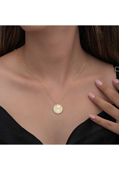 Gümüş Gold Fil Motifli Şans Kadın Kolye Altın