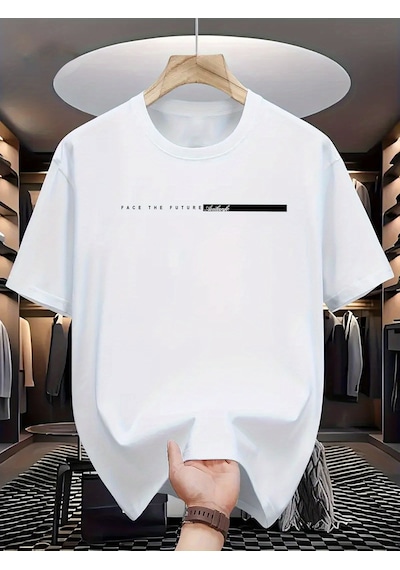Unisex Face The Future Baskılı Oversize Tshirt Beyaz Unisex Face The Future Baskılı Oversize Tshirt Beyaz