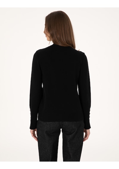 Pierre Cardin Siyah Slim Fit Yarım Balıkçı Basic Kazak 50310887-vr046
