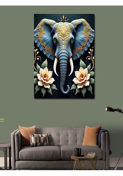Kanvas Tablo Çiçekli Fil 100cmx140cm