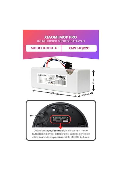 Xiaomi Mi Vacuum Mop 2c 2in1 Uyumlu Batarya 3500mah Robot Süpürge Xmstjqr2c