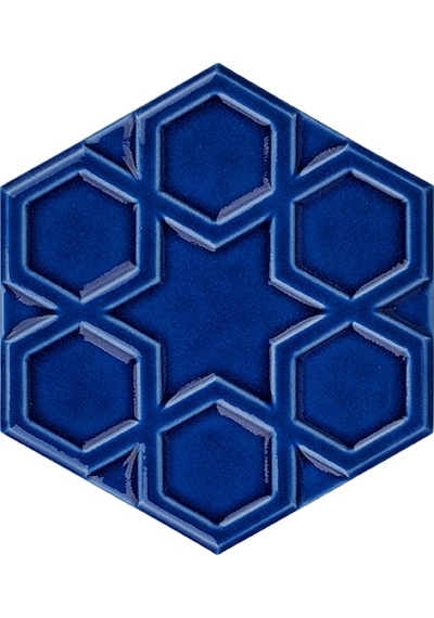 Armada Çini 15x17 Cm Rölyefli Yıldız Kobalt Altıgen Çini Karo