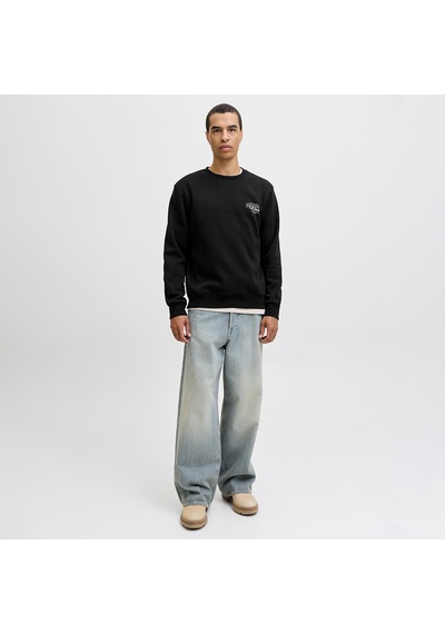 Jack & Jones Jack&jones Makoto Crew Neck Erkek Siyah Yuvarlak Yaka Sweatshirt Siyah