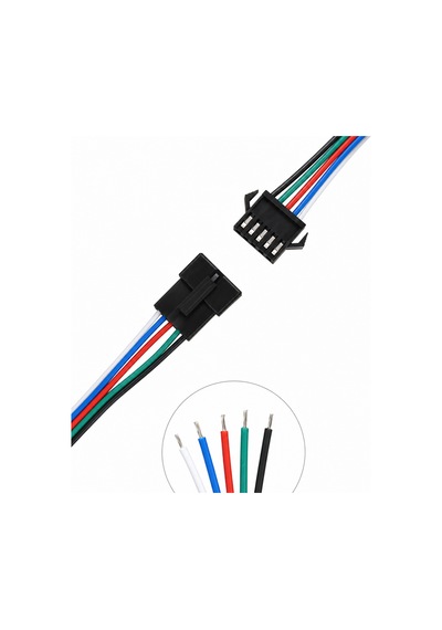 10'lu Set 5 Pin Kilitli Konnektörlü Kablo Takımı Erkek Dişi Rgb Rgbw Led Şerit Bağlantı Kablosu 5 Pin Led Soket