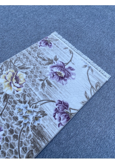 Mor Sarı Kesme Yolluk 80x230 Kesme Saçaklı Akrilik Halı