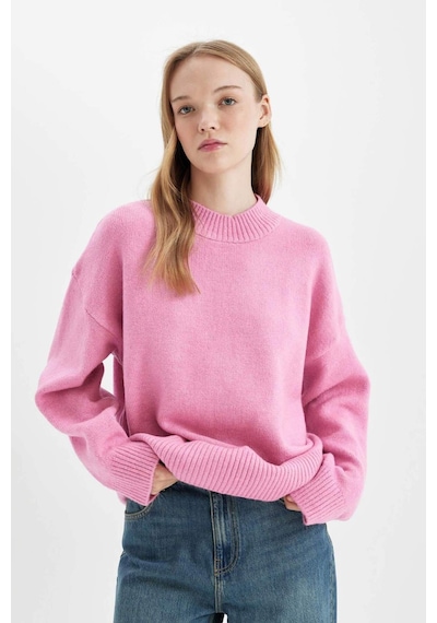 DeFacto Oversize Geniş Kalıp Yarım Balıkçı Yaka Triko Kazak R6044AZNSPN46 Pembe