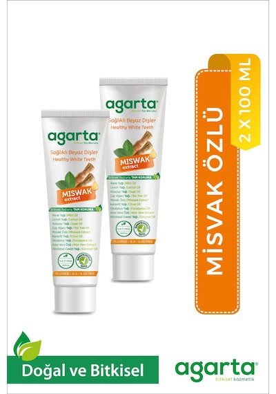 2 Adet Doğal Florürsüz Misvak Özlü Diş Macunu 100 Ml