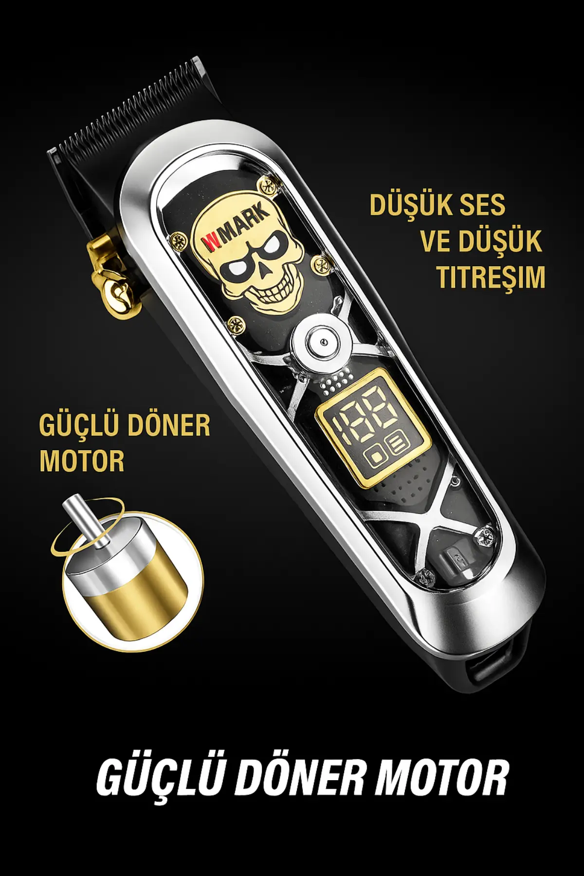Wmark Ng-130 Gri Şarjlı Saç Kesme Makinesi Kablosuz Manyetik Şarj 3-4 Saat