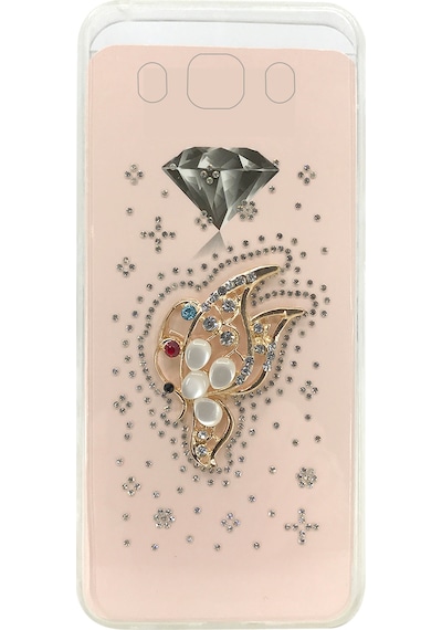 Nettech Samsung Galaxy J500 J5 Uyumlu Taşlı Seri Arka Koruma Kılıf Rose Gold
