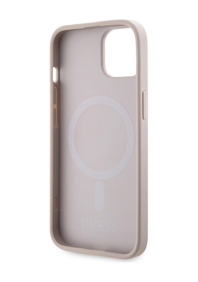 Apple Uyumlu iPhone 14 Kılıf Guess Lisanslı Magsafe Şarj Özellikli 4g Şerit Tasarımlı Printed Kapak Pembe